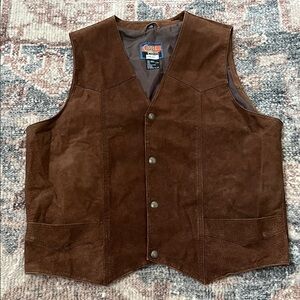 Vintage 90s Cripple Creek Brown Leather Suede Vest
